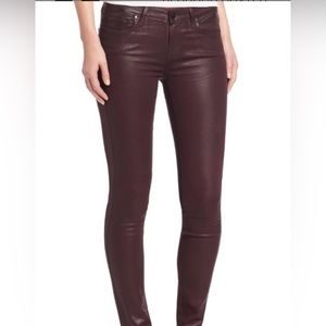 PAIGE DENIM VERDUGO COATED ULTRA SKINNY ANKLE JEANS SZ 30 velvet Plum